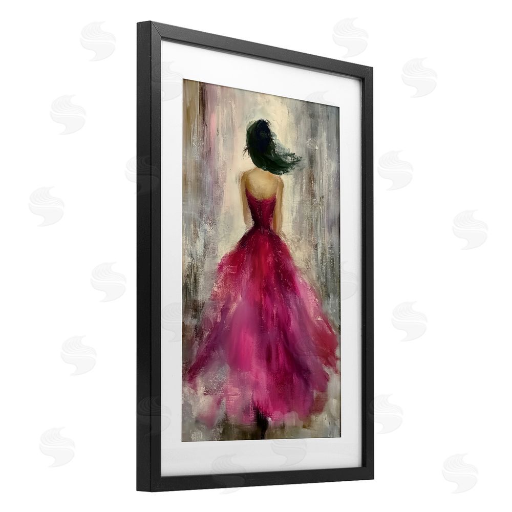 Annabelle Hall After Midnight Girl in Gown Black Framed Print Under Glass Wall Art