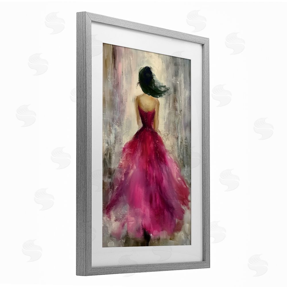 Annabelle Hall After Midnight Girl in Gown Gray Framed Print Under Glass Wall Art