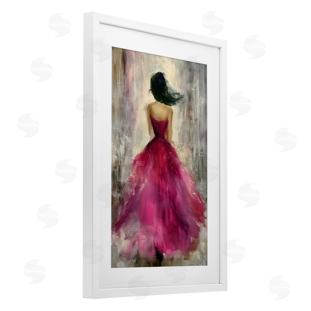 Annabelle Hall After Midnight Girl in Gown White Framed Print Under Glass Wall Art