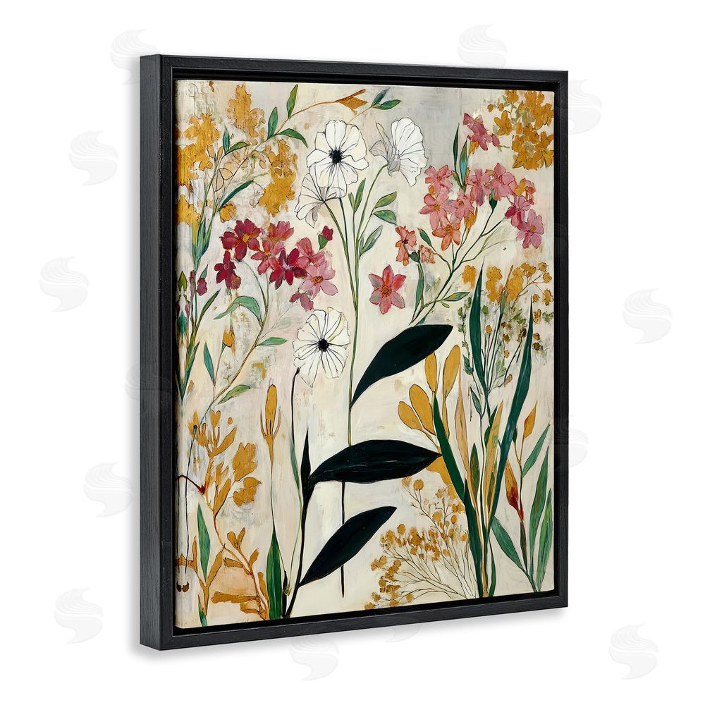Annabelle Hall Vintage Playful Botanicals Black Floating Frame Canvas Wall Art Print