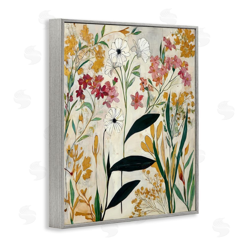 Annabelle Hall Vintage Playful Botanicals Gray Framed Giclee Print Wall Art
