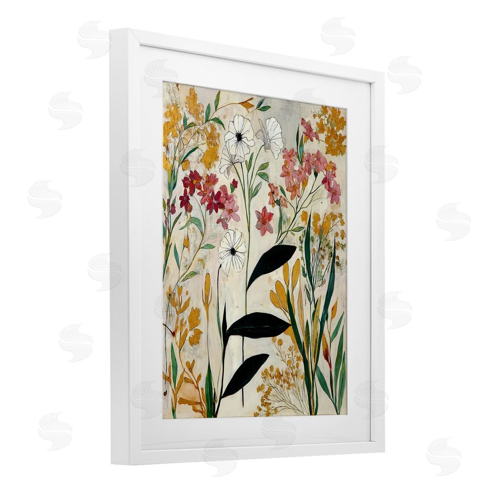Annabelle Hall Vintage Playful Botanicals White Framed Print Under Glass Wall Art