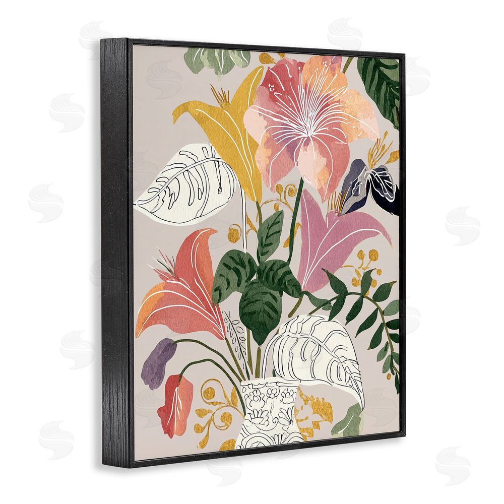 Annabelle Hall Playful Flower Bouquet Black Framed Giclee Print Wall Art