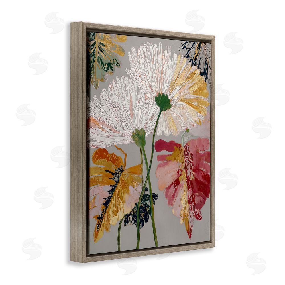 Annabelle Hall Playful Assumptions Flowers Brown Floating Frame Canvas Wall Art Print