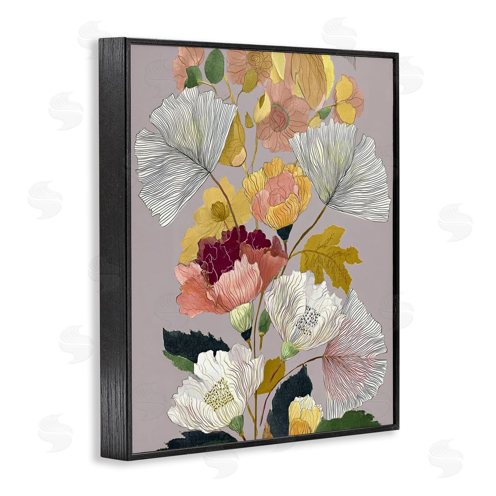 Annabelle Hall Detailed Foliage Leaves Black Framed Giclee Print Wall Art