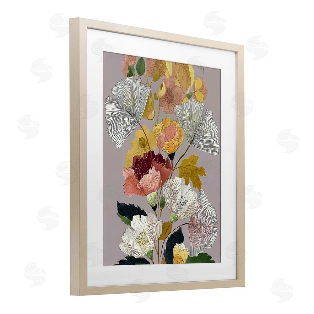 Annabelle Hall Detailed Foliage Leaves Brown Framed Print Under Glass Wall Art
