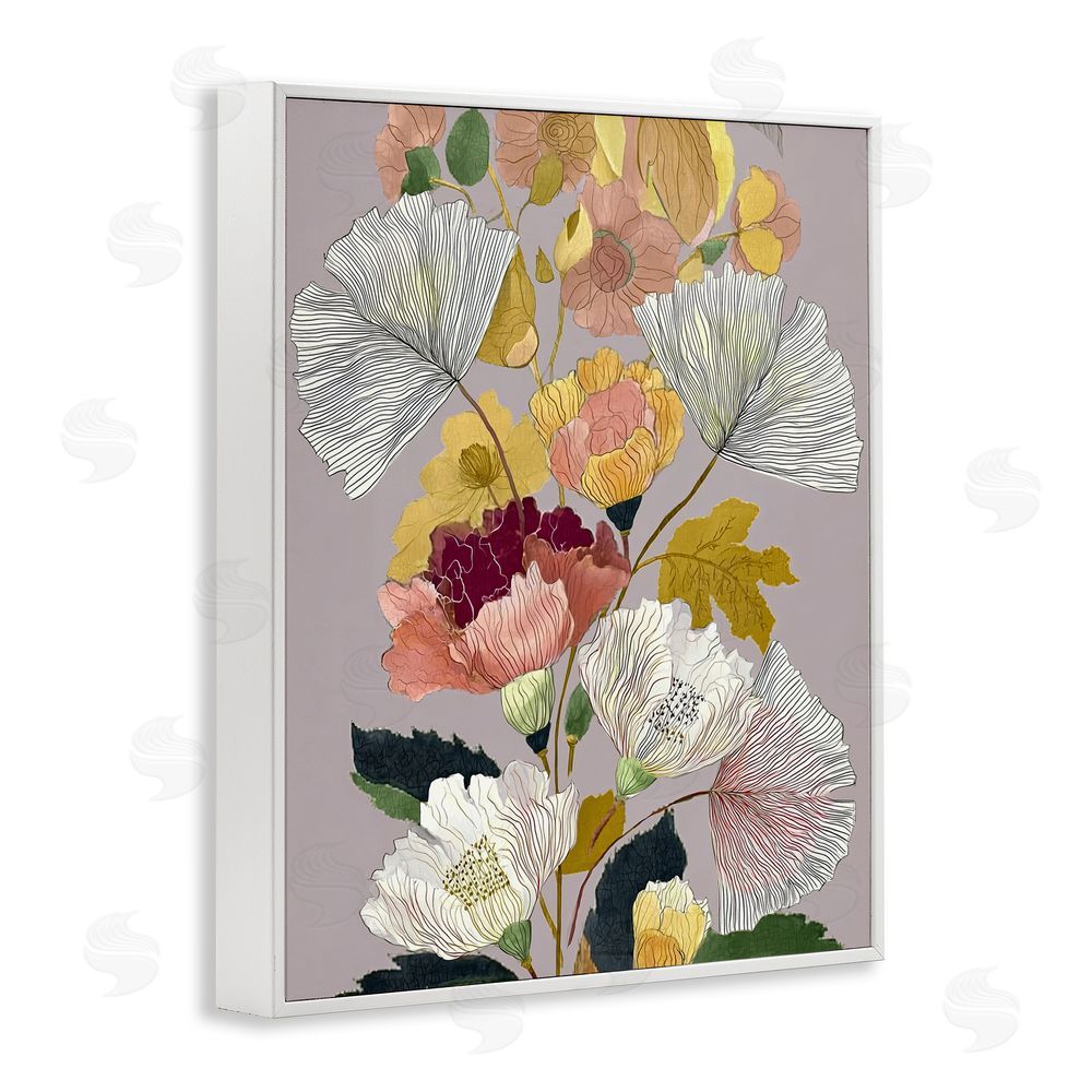 Annabelle Hall Detailed Foliage Leaves White Framed Giclee Print Wall Art