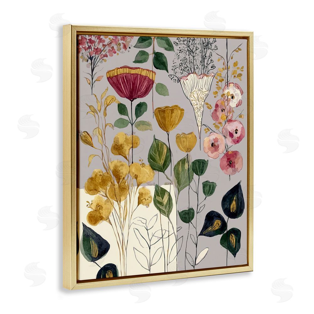 Annabelle Hall Playful Assumptions Foliage Gold Floating Frame Canvas Wall Art Print