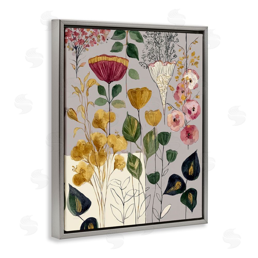 Annabelle Hall Playful Assumptions Foliage Gray Floating Frame Canvas Wall Art Print
