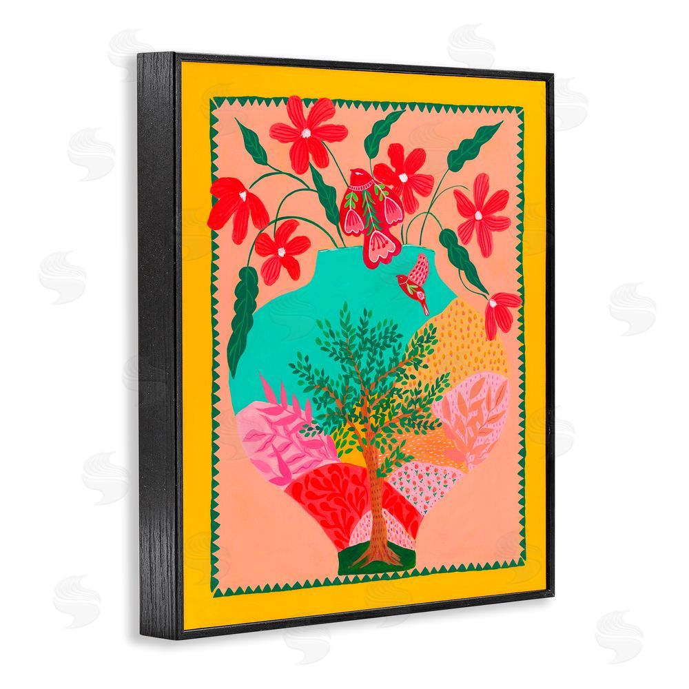 Nabeela Rumi Folk Patterned Hope Vase Black Framed Giclee Print Wall Art