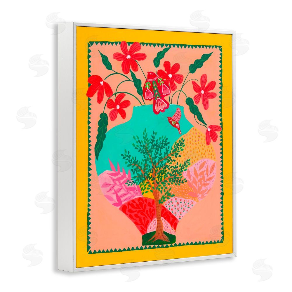 Nabeela Rumi Folk Patterned Hope Vase White Framed Giclee Print Wall Art