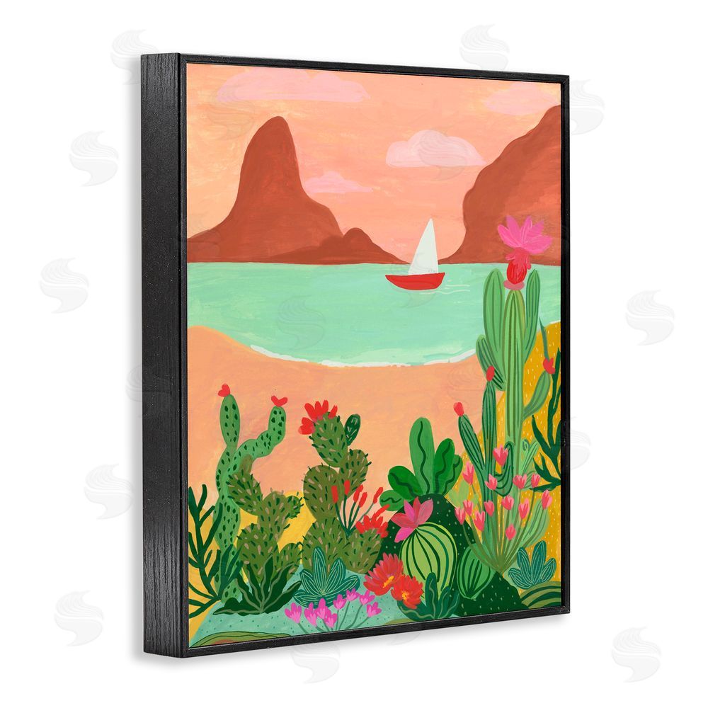 Nabeela Rumi Desert Oasis Boat Black Framed Giclee Print Wall Art