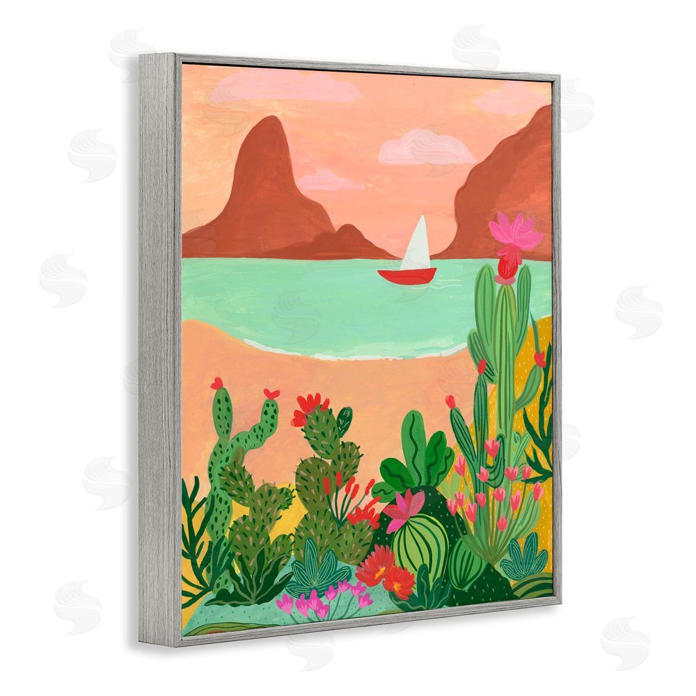 Nabeela Rumi Desert Oasis Boat Gray Framed Giclee Print Wall Art