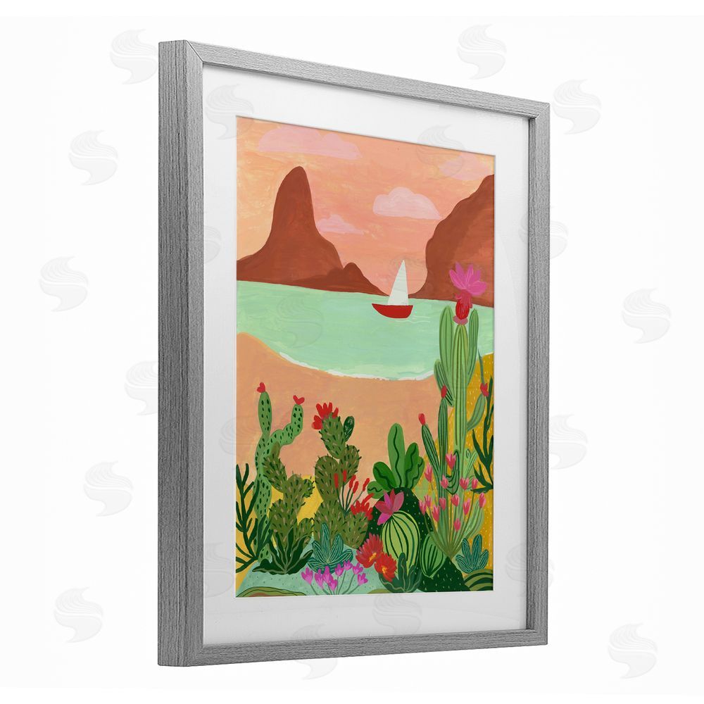 Nabeela Rumi Desert Oasis Boat Gray Framed Print Under Glass Wall Art