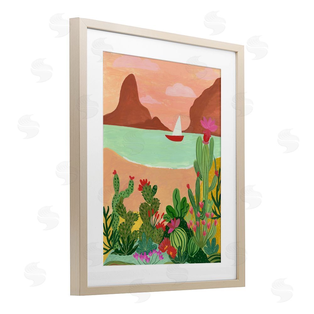 Nabeela Rumi Desert Oasis Boat Brown Framed Print Under Glass Wall Art