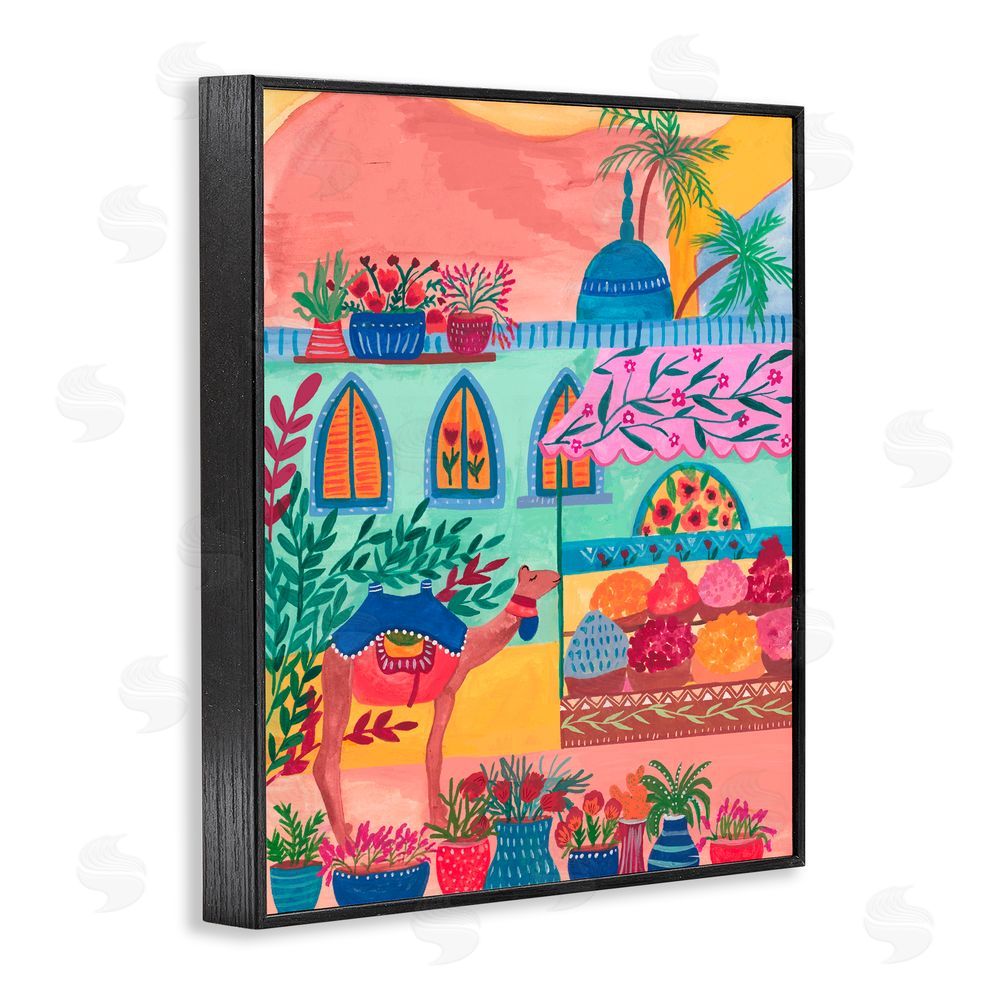 Nabeela Rumi Exotic Egypt Camel Black Framed Giclee Print Wall Art