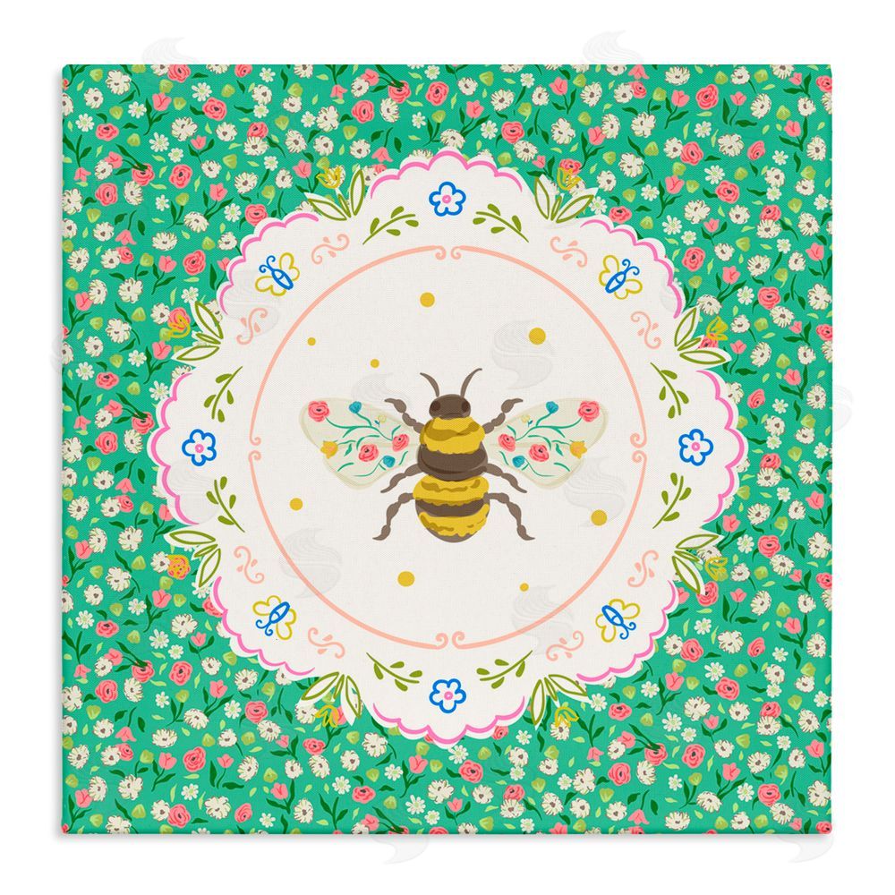 Angela Steahling Spring Bee Delicate Florals Stretched Canvas Wall Art Print