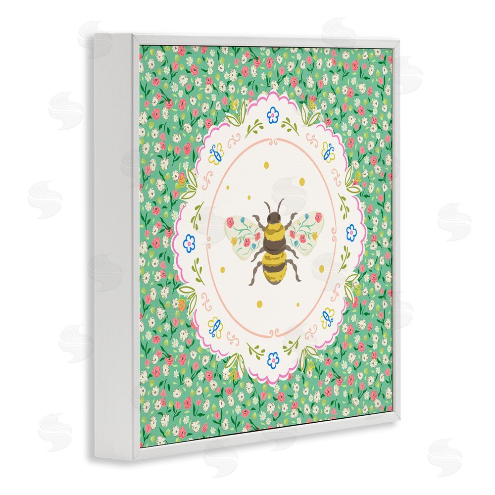 Angela Steahling Spring Bee Delicate Florals White Framed Giclee Print Wall Art