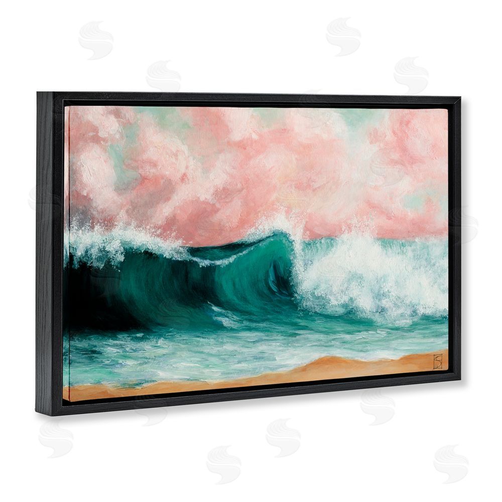 Sara Culpepper Crashing Seascape Waves Black Floating Frame Canvas Wall Art Print