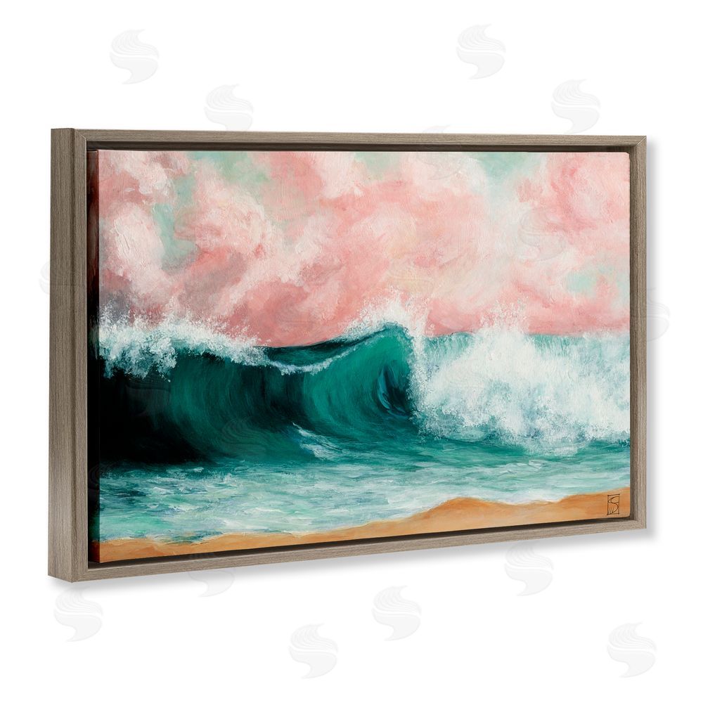 Sara Culpepper Crashing Seascape Waves Brown Floating Frame Canvas Wall Art Print