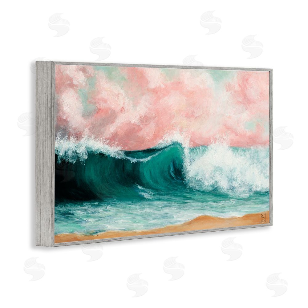 Sara Culpepper Crashing Seascape Waves Gray Framed Giclee Print Wall Art