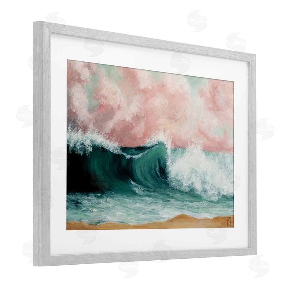 Sara Culpepper Crashing Seascape Waves Gray Framed Print Under Glass Wall Art