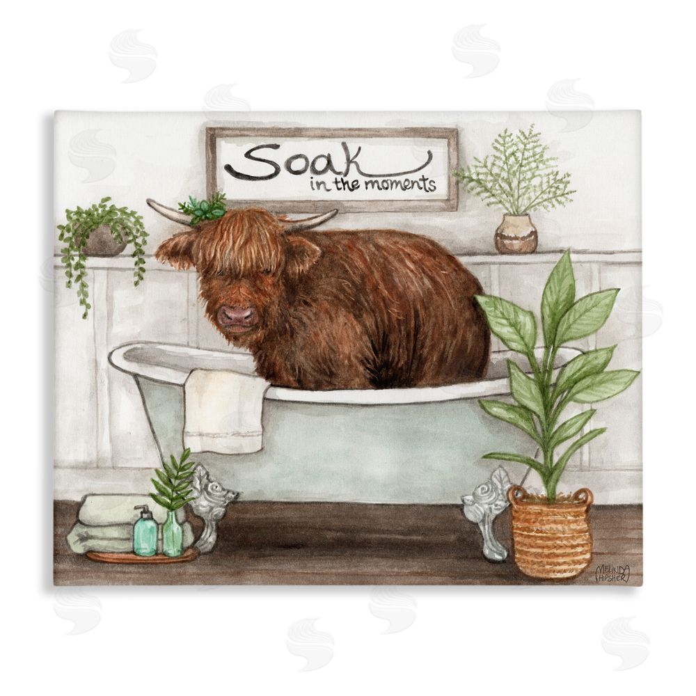 Melinda Hipsher Soak In Moments Cattle Stretched Canvas Wall Art Print