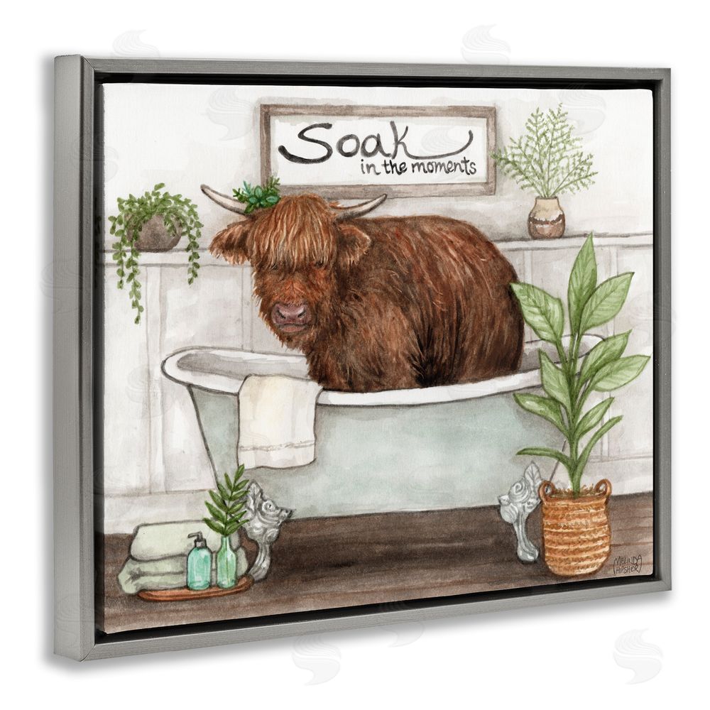 Melinda Hipsher Soak In Moments Cattle Gray Floating Frame Canvas Wall Art Print