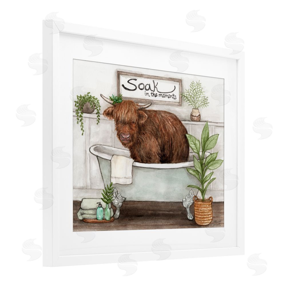 Melinda Hipsher Soak In Moments Cattle White Framed Print Under Glass Wall Art