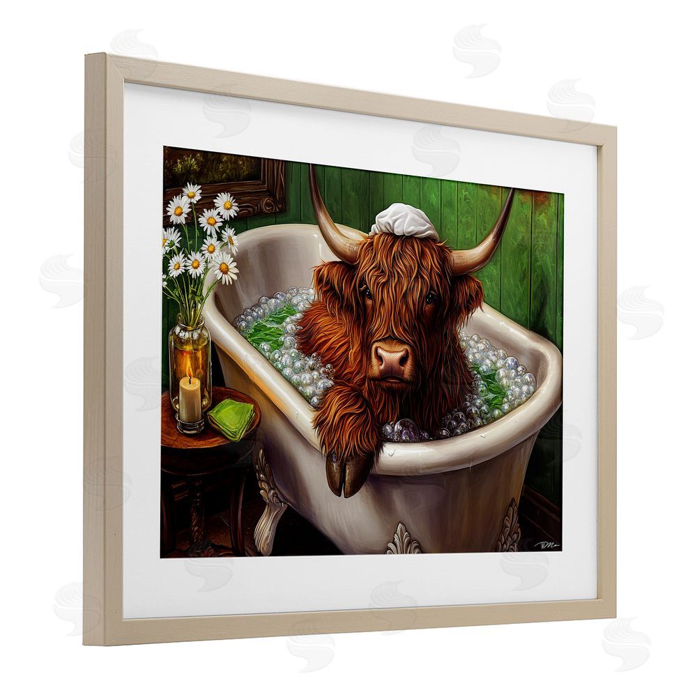 Momart Highland in Candle Lit Bubble Bath Brown Framed Print Under Glass Wall Art