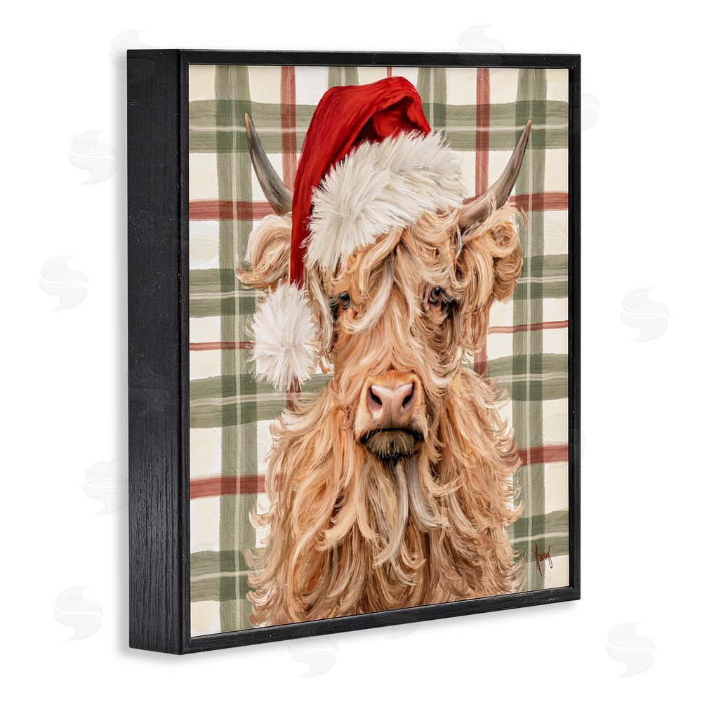 Ashley Bradley Holiday Wavy Haired Cattle Black Framed Giclee Art Print