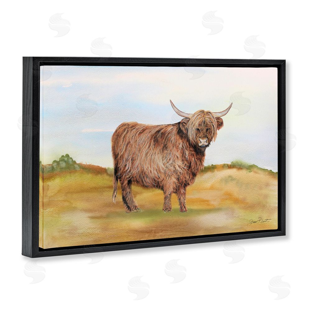 Jean Plout Farm Animal In Pasture Black Floating Frame Canvas Wall Art Print
