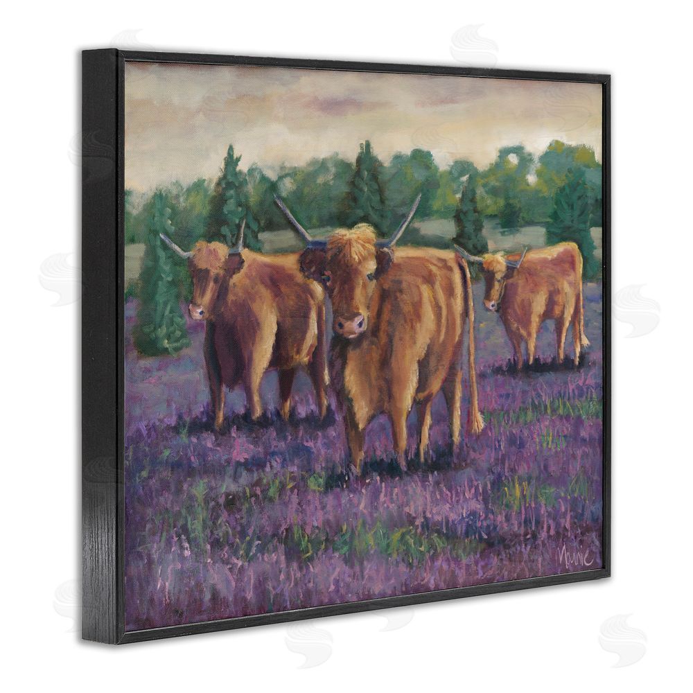 Marnie Bourque Purple Fields & Cows Black Framed Giclee Print Wall Art