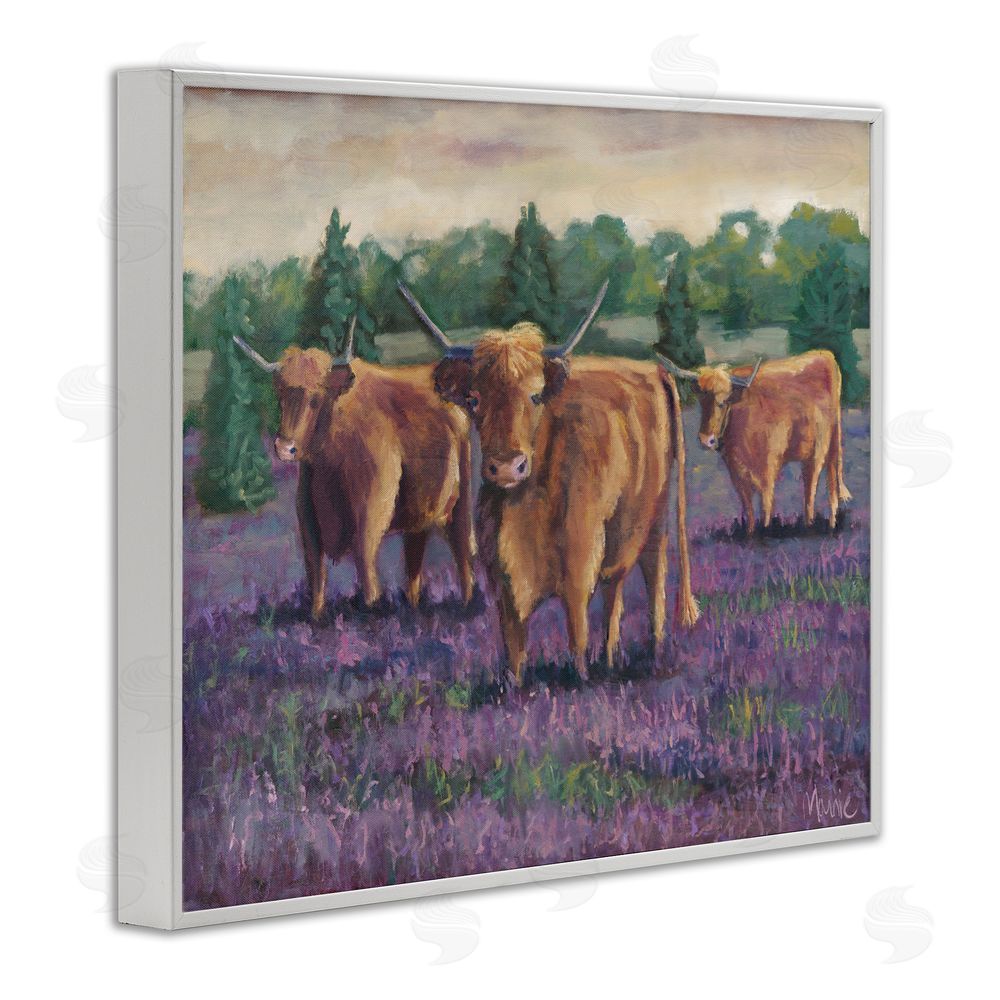 Marnie Bourque Purple Fields & Cows White Framed Giclee Print Wall Art