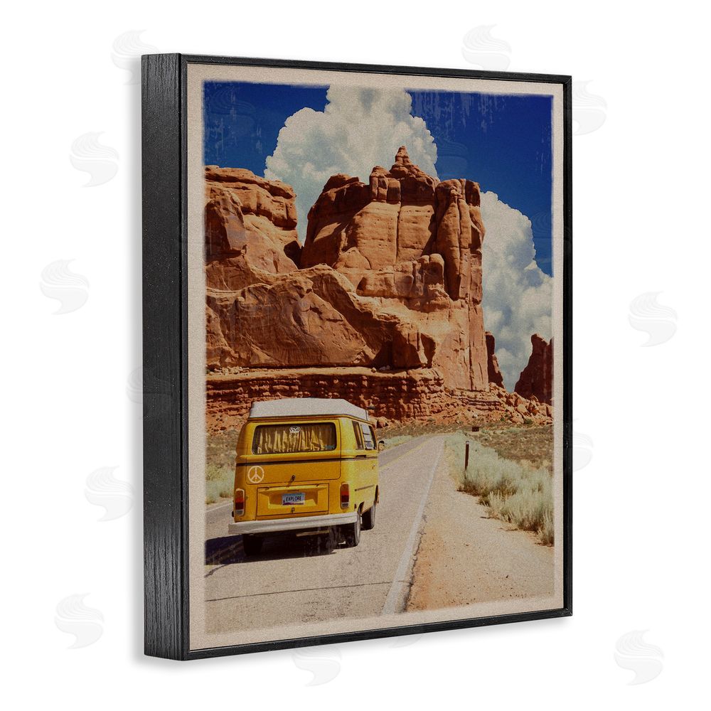 Old Red Truck Retro Desert Adventure Black Framed Giclee Print Wall Art
