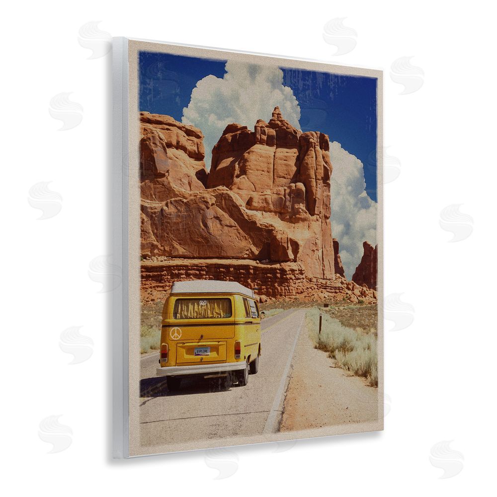 Old Red Truck Retro Desert Adventure Wooden Wall Plaque Art Print