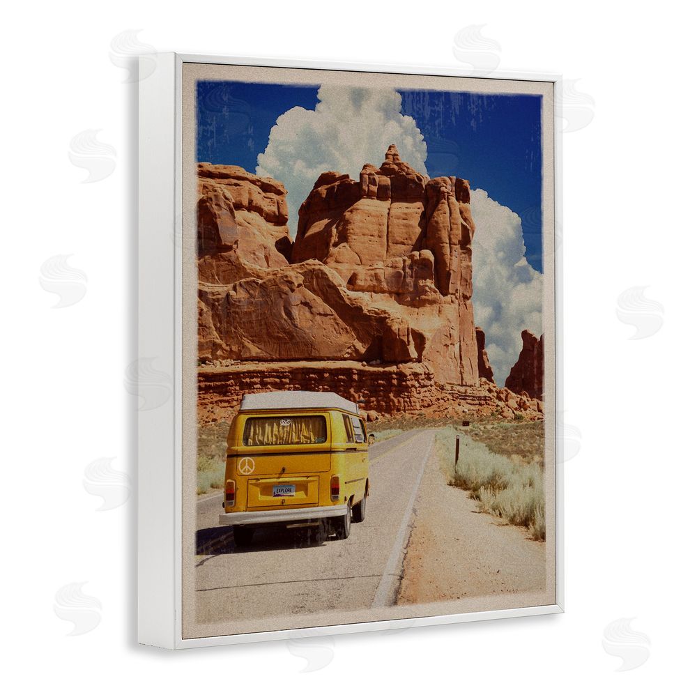Old Red Truck Retro Desert Adventure White Framed Giclee Print Wall Art