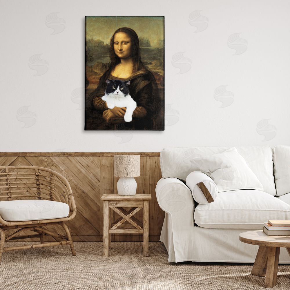 Masters Redux Mona Lisa Cat Lady Stretched Canvas Wall Art Print in Room