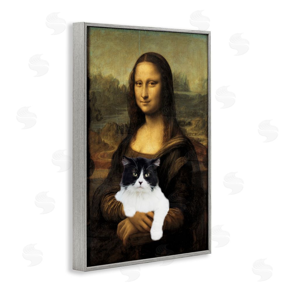 Masters Redux Mona Lisa Cat Lady Gray Framed Giclee Print Wall Art