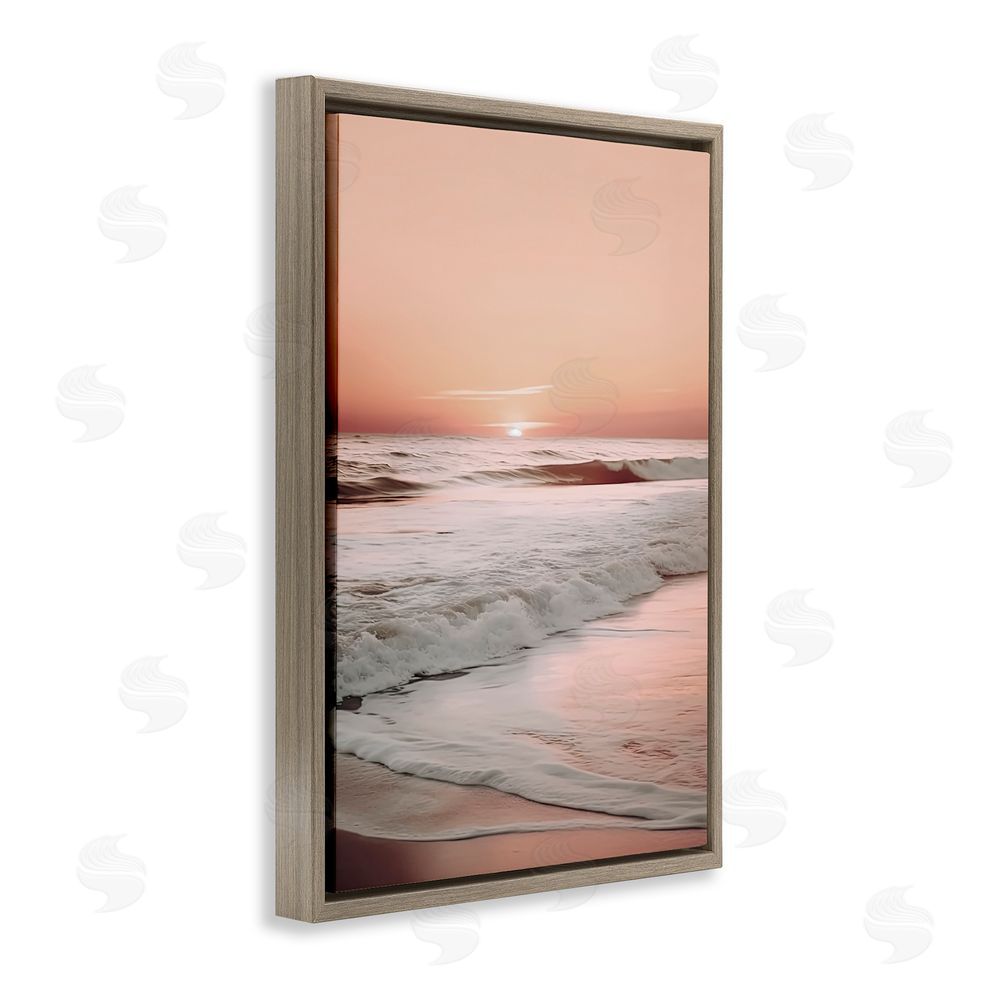 Decent Exposures Apricot Beach View Brown Floating Frame Canvas Wall Art Print