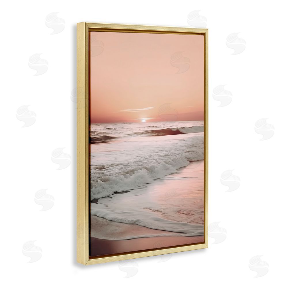 Decent Exposures Apricot Beach View Gold Floating Frame Canvas Wall Art Print
