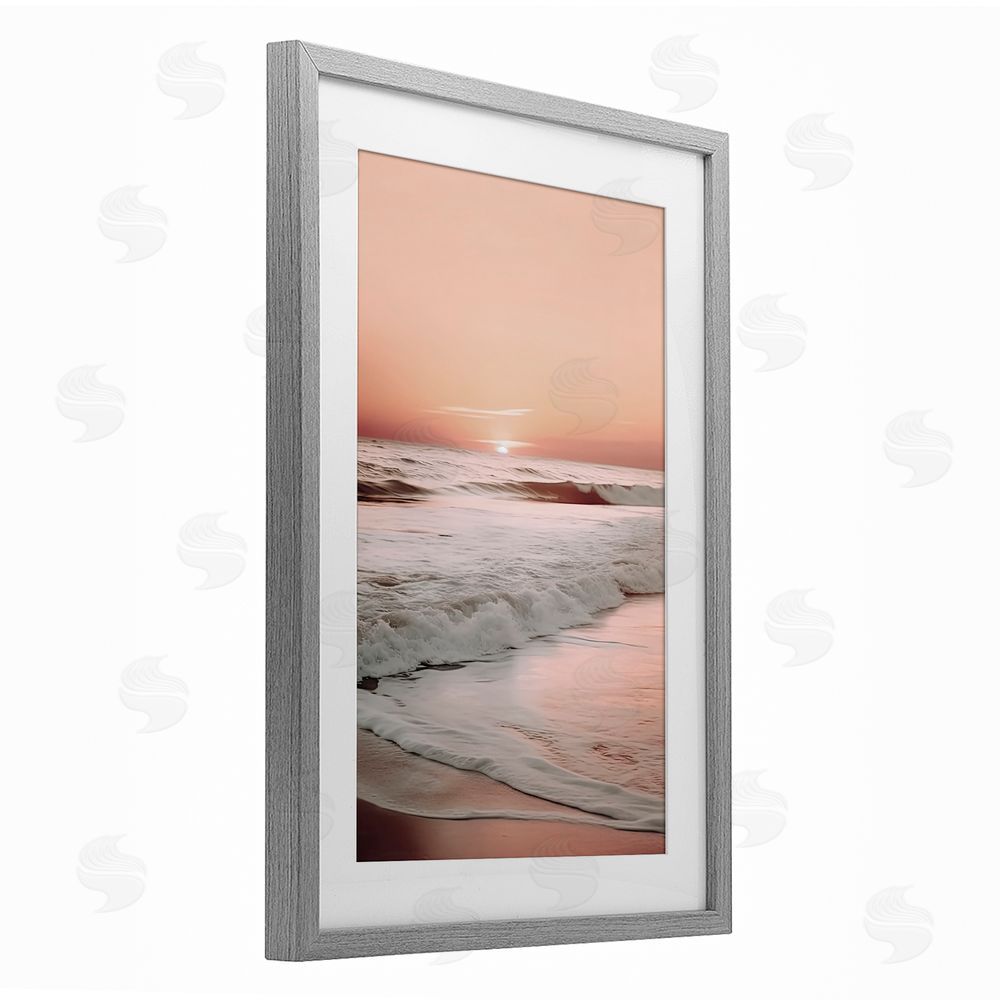 Decent Exposures Apricot Beach View Gray Framed Print Under Glass Wall Art
