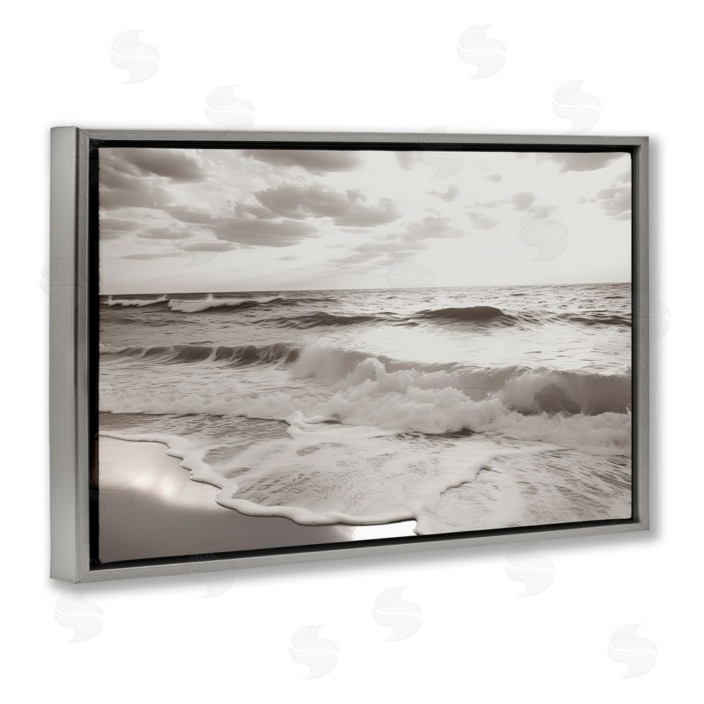 Decent Exposures Beach View Reverie Gray Floating Frame Canvas Wall Art Print