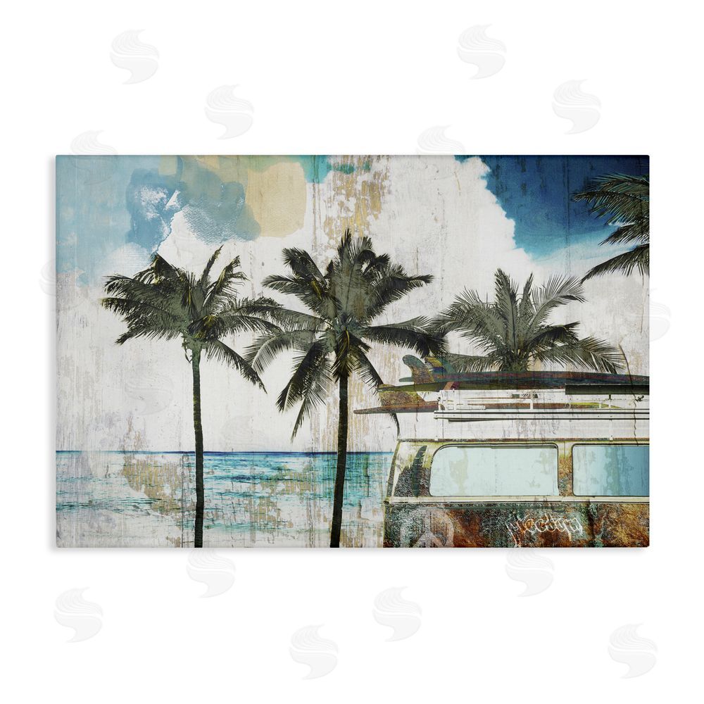 Sasha Beach Day Retro Vacation Stretched Canvas Wall Art Print