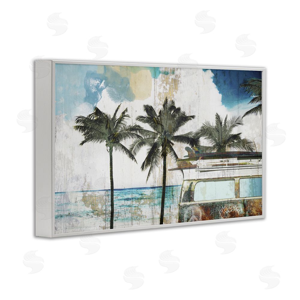 Sasha Beach Day Retro Vacation White Framed Giclee Print Wall Art