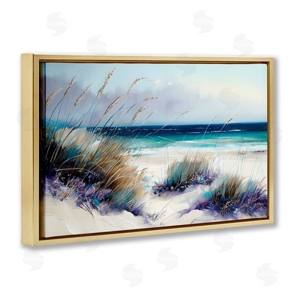 Sasha Euphoria Beach Dunes Gold Floating Frame Canvas Wall Art Print