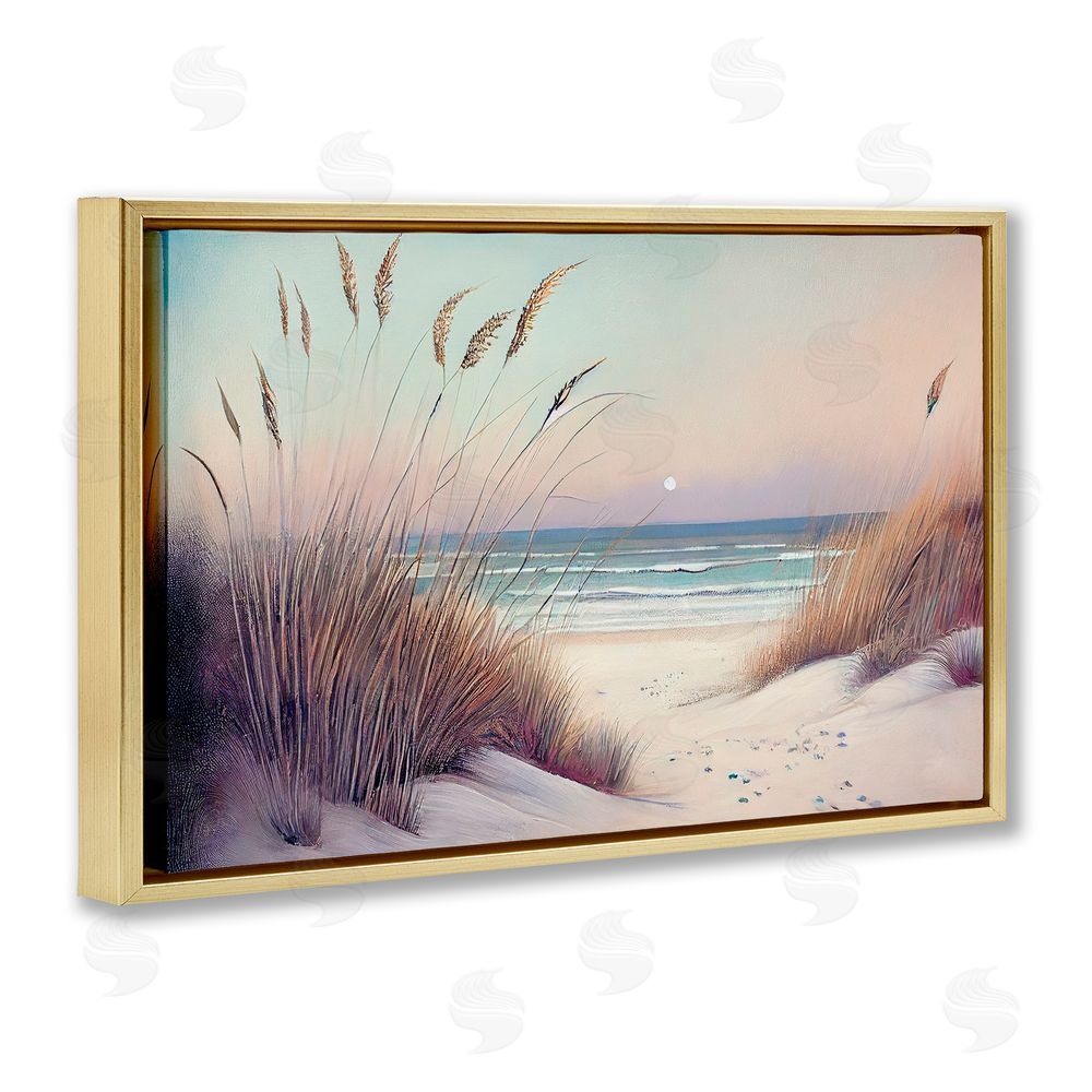 Sasha Euphoria Beach Dunes View Gold Floating Frame Canvas Wall Art Print