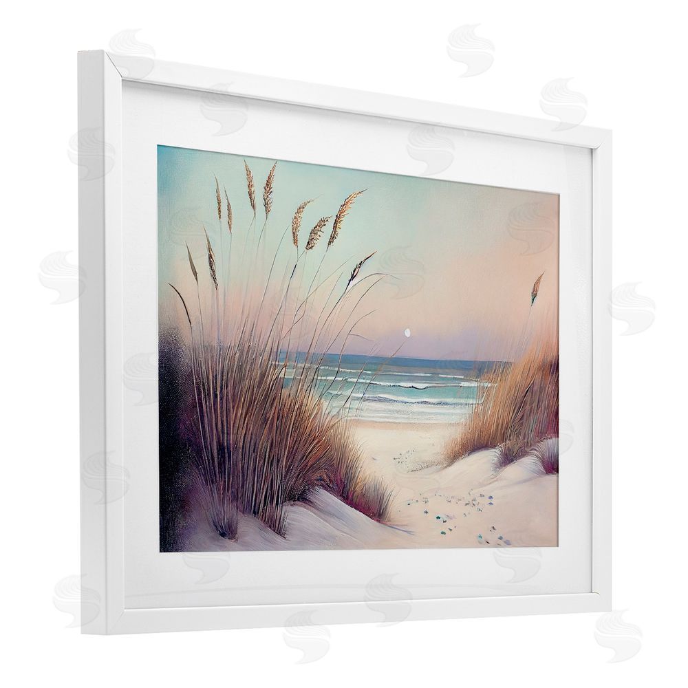Sasha Euphoria Beach Dunes View White Framed Print Under Glass Wall Art