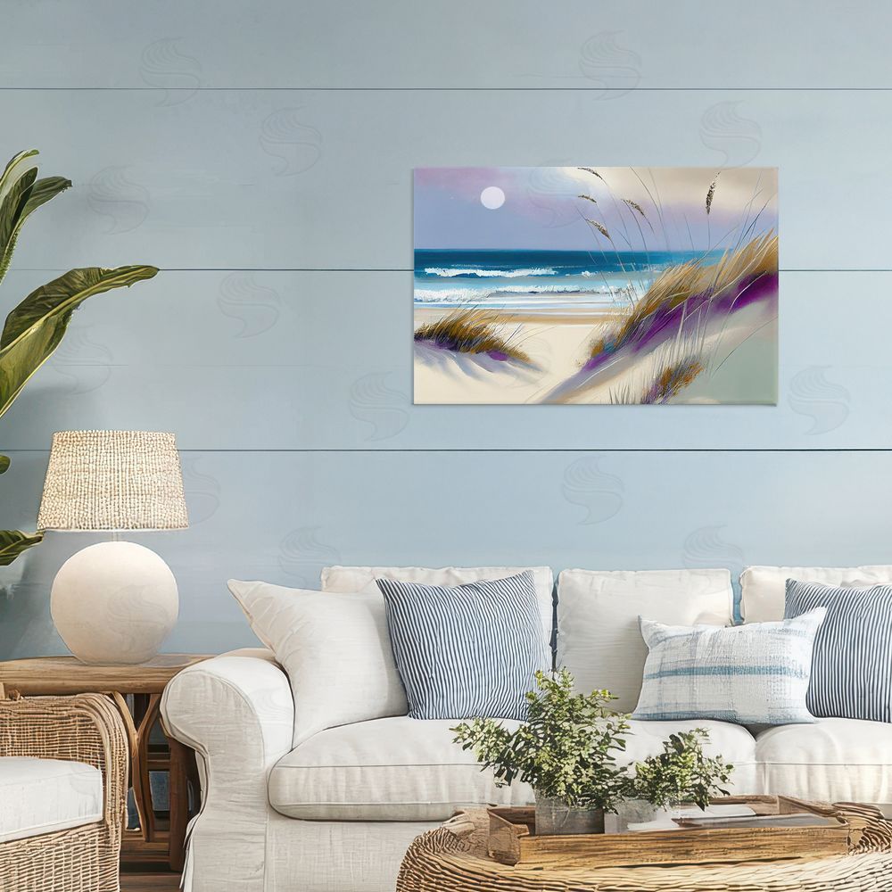 Sasha Beach Dunes Serenity Stretched Canvas Wall Art Print in Room
