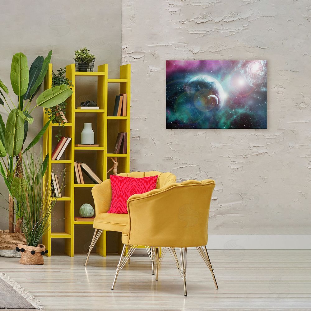 Ali Chris Eclipsing Cosmos Planets Stretched Canvas Wall Art Print in Room